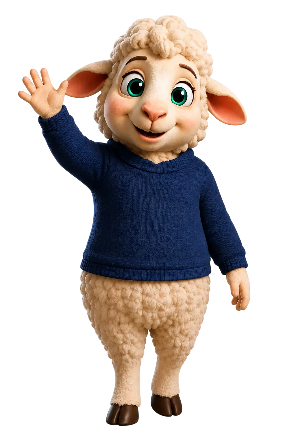 Theo the sheep waving goodbye